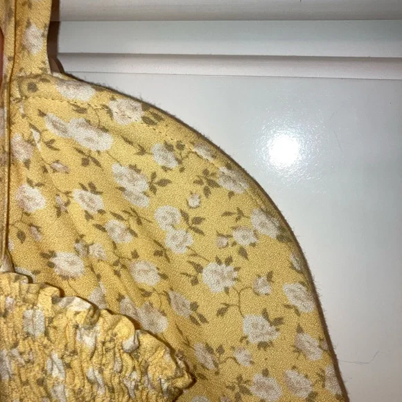 Reformation Floral Yellow Sweetheart Neckline Mini Dress - Picture 6 of 7